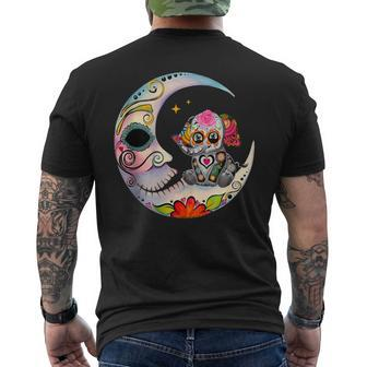 Mexican Sugar Skull Elephant Moon Dia De Muertos Halloween Men's T-shirt Back Print | Mazezy