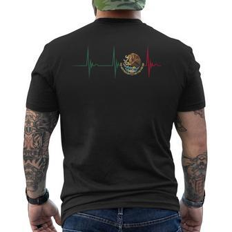 Mexico Heartbeat Ekg Pulse Mexican Pride Emblem Mexico Flag Men's T-shirt Back Print - Monsterry CA