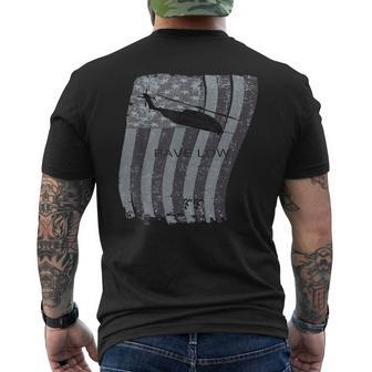 Mh-53 Pave Low Helicopter Distressed Us Flag Men's T-shirt Back Print | Mazezy