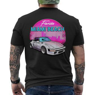 Miami Beach Florida Miami Palm Trees And Vintage Car Florida Gifts & Merchandise Funny Gifts Mens Back Print T-shirt | Mazezy