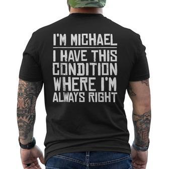 Michael Name Personalized Birthday Funny Michael First Name Mens Back Print T-shirt | Mazezy