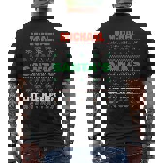 Michael Santas Little Helper Funny Michael Name Christmas Mens Back Print T-shirt | Mazezy