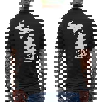 Michigan 947 Area Code Men's T-shirt Back Print | Mazezy