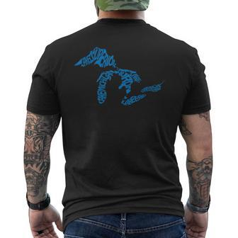 Michigan Love Great Lakes Mens Back Print T-shirt | Mazezy