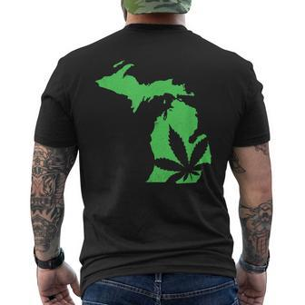 Michigan Pot Leaf 420 Marijuana Weed Men's T-shirt Back Print | Mazezy