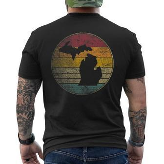 Michigan Vintage Distressed Retro Style Silhouette Gift Mens Back Print T-shirt | Mazezy