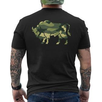 Military Gaur Camo Print Us Indian Bison Ox Veteran Men's T-shirt Back Print | Mazezy