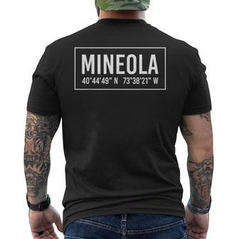 Mineola Ny New York City Coordinates Home Roots Men's T-shirt Back Print | Mazezy