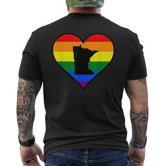 Minnesota Gay Pride Heart Mens Back Print T-shirt | Mazezy