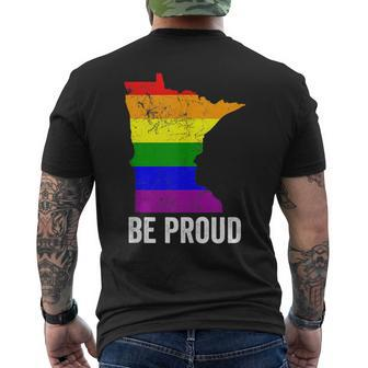 Minnesota State Gay Pride Flag Lgbt Lesbian Bisexual Trans Mens Back Print T-shirt | Mazezy