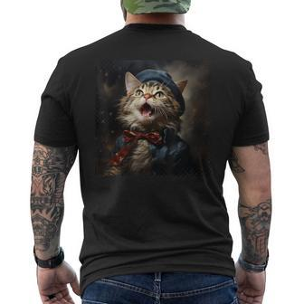 Minuet Cat American Flag Patriotic Festive Men's T-shirt Back Print | Mazezy
