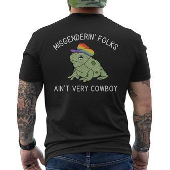 Misgenderin Folks Aint Very Cowboy Retro Frog Lgbtq Pride Mens Back Print T-shirt | Mazezy