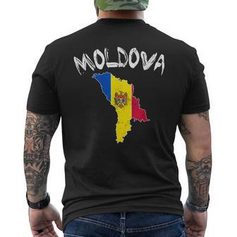 Moldova Moldavian Republika Moldovan National Flags Balkan Men's T-shirt Back Print | Mazezy