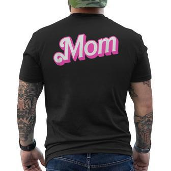 Mom Pink & White Overlapping Font Halloween Costume Men's T-shirt Back Print - Monsterry CA