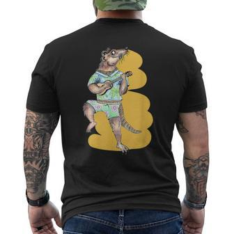Mongoose With An Ukulele Yellow Backsplash Men's T-shirt Back Print | Mazezy