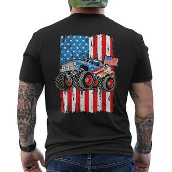 Monster Truck Usa Flag Patriotic Boys Men 4Th Of July Mens Back Print T-shirt | Mazezy