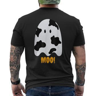 Moo Cute Cow Print Ghost Halloween Men's T-shirt Back Print - Monsterry