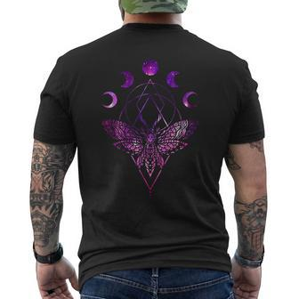 Moon Phase Moth Luna Gothic Wiccan Witchcraft Cottagecore Men's T-shirt Back Print | Mazezy