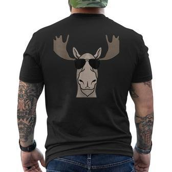 Moose Wearing Sunglasses Shades Vintage Retro Moose Men's T-shirt Back Print - Monsterry