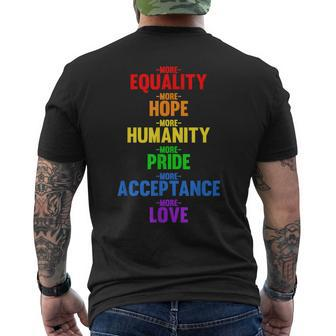 More Equality More Love Human Rights Blm Lgbtq Mens Back Print T-shirt - Thegiftio UK