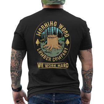 Morning Wood T Lumber Company Funny Camping Carpenter Carpenter Funny Gifts Mens Back Print T-shirt | Mazezy