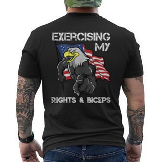 Motivational Workout Fitness Pun Fun Eagle American Patriot Mens Back Print T-shirt | Mazezy