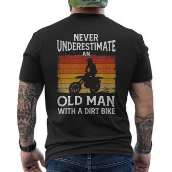 Motocross Never Underestimate An Old Man With A Dirt Bike Gift For Mens Mens Back Print T-shirt | Mazezy