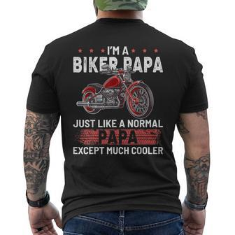 Motorcycle Biker Papa Dad Grandpa Men's Back Print T-shirt | Mazezy
