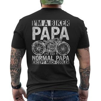 Motorcycle Biking Grandpa Retirement Bike Papa Biker Men's Back Print T-shirt | Mazezy