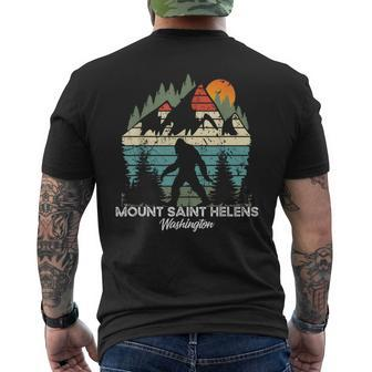 Mount Saint Helens Washington National Park Retro 80'S Men's T-shirt Back Print | Mazezy