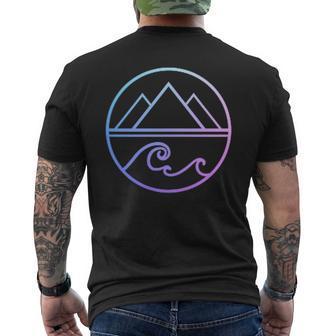 Mountains Waves Nature Outdoor Surf Hiking Hiker Surfer Mens Back Print T-shirt - Seseable