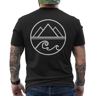 Mountains Waves Nature Outdoor Surf Hiking Hiker Surfer Mens Back Print T-shirt - Monsterry AU