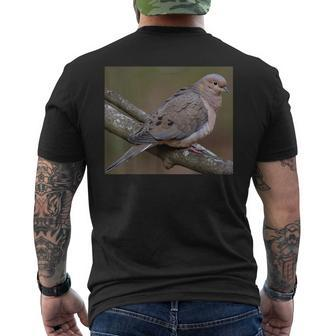 Mourning Dove Perched On A Branch Men's T-shirt Back Print | Mazezy