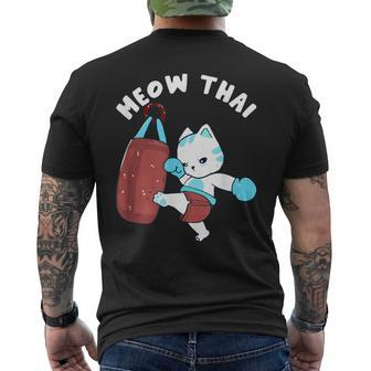 Muay Thai Cat Meow Thai Punching Bag Fighting Sport Men's T-shirt Back Print - Thegiftio UK