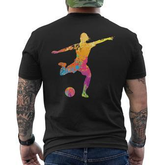 Multicolored Soccer Goal Kick Footbal Player Men's T-shirt Back Print | Mazezy