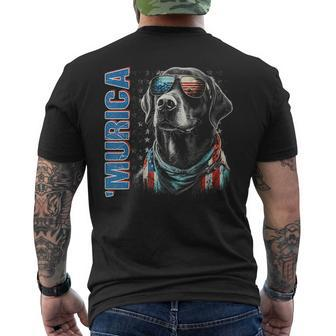 Murica Patriotic Labrador Retriever 4Th Of July Dog Mens Back Print T-shirt | Mazezy
