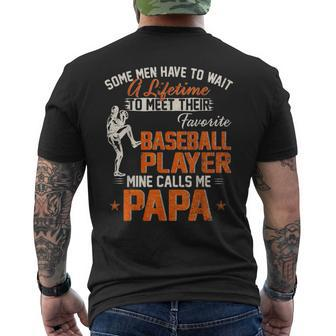 My Favorite Baseball Player Calls Me Papa Funny DadFather Baseball Funny Gifts Mens Back Print T-shirt | Mazezy