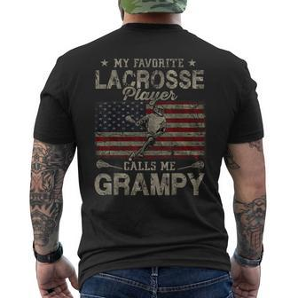 My Favorite Lacrosse Player Calls Me Grampy Fathers Day Mens Back Print T-shirt | Mazezy