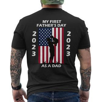 My First Dads Day As A Father New Baby 2023 Fathers Day Mens Back Print T-shirt | Mazezy UK