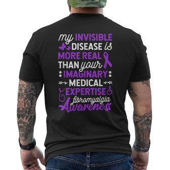 My Invisible Disease Is More Real Fibromyalgia Awareness Mens Back Print T-shirt - Thegiftio UK