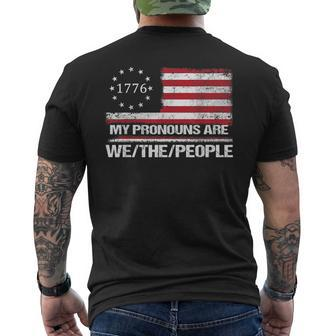 My Pronouns Are We The People American Flag Mens Back Print T-shirt | Mazezy