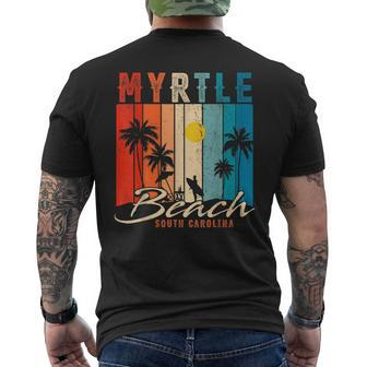 Myrtle Beach Vintage Summer Vacation Palm Trees Sunset Mens Back Print T-shirt - Seseable