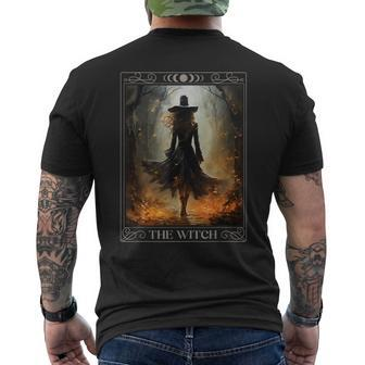 Mystical Witch Tarot Walking In The Forest Halloween Gothic Men's T-shirt Back Print - Seseable