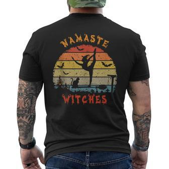 Namaste Witches Funny Halloween Yoga Spiritual Retro Vintage Yoga Funny Gifts Mens Back Print T-shirt | Mazezy