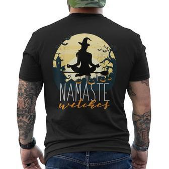 Namaste Witches Halloween Funny Yoga Witch Meme Mens Back Print T-shirt - Thegiftio UK