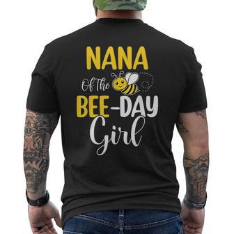 Nana Of The Bee Day Girl Birthday Party Matching Mens Back Print T-shirt - Seseable