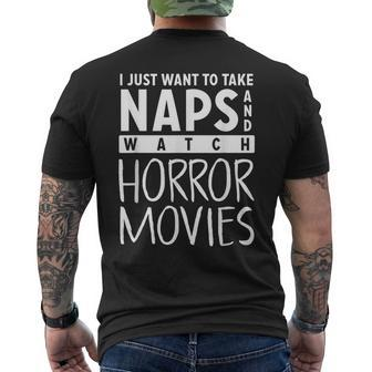 Take Naps And Watch Horror Movies Movies Men's T-shirt Back Print | Mazezy