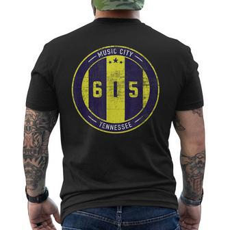 Nashville 615 Designer Round Badge - Tennessee Star Mens Back Print T-shirt - Seseable