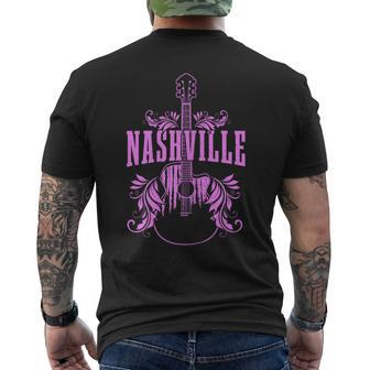 Nashville Guitar Tennessee Country Music City Vintage Men's T-shirt Back Print | Mazezy