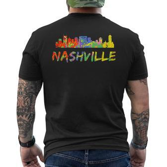 Nashville Tennessee Downtown Skyline Paint Splatter Men's T-shirt Back Print | Mazezy